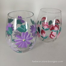Personalized Hand Painted Stemless Wine Glass Tumbler